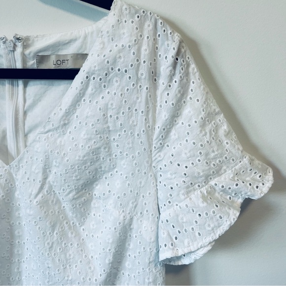 Loft Eyelet Flutter Cuff Shift Dress wedding party size 6 - Picture 6 of 14